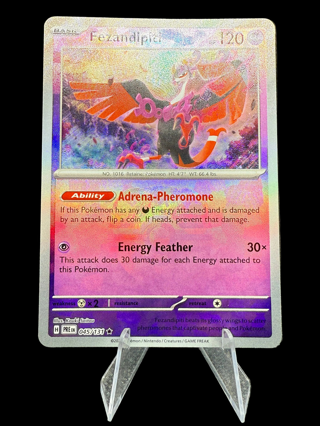 Pokemon TCG Fezandipiti Master Ball Holo Prismatic Card Evolutions 045/131