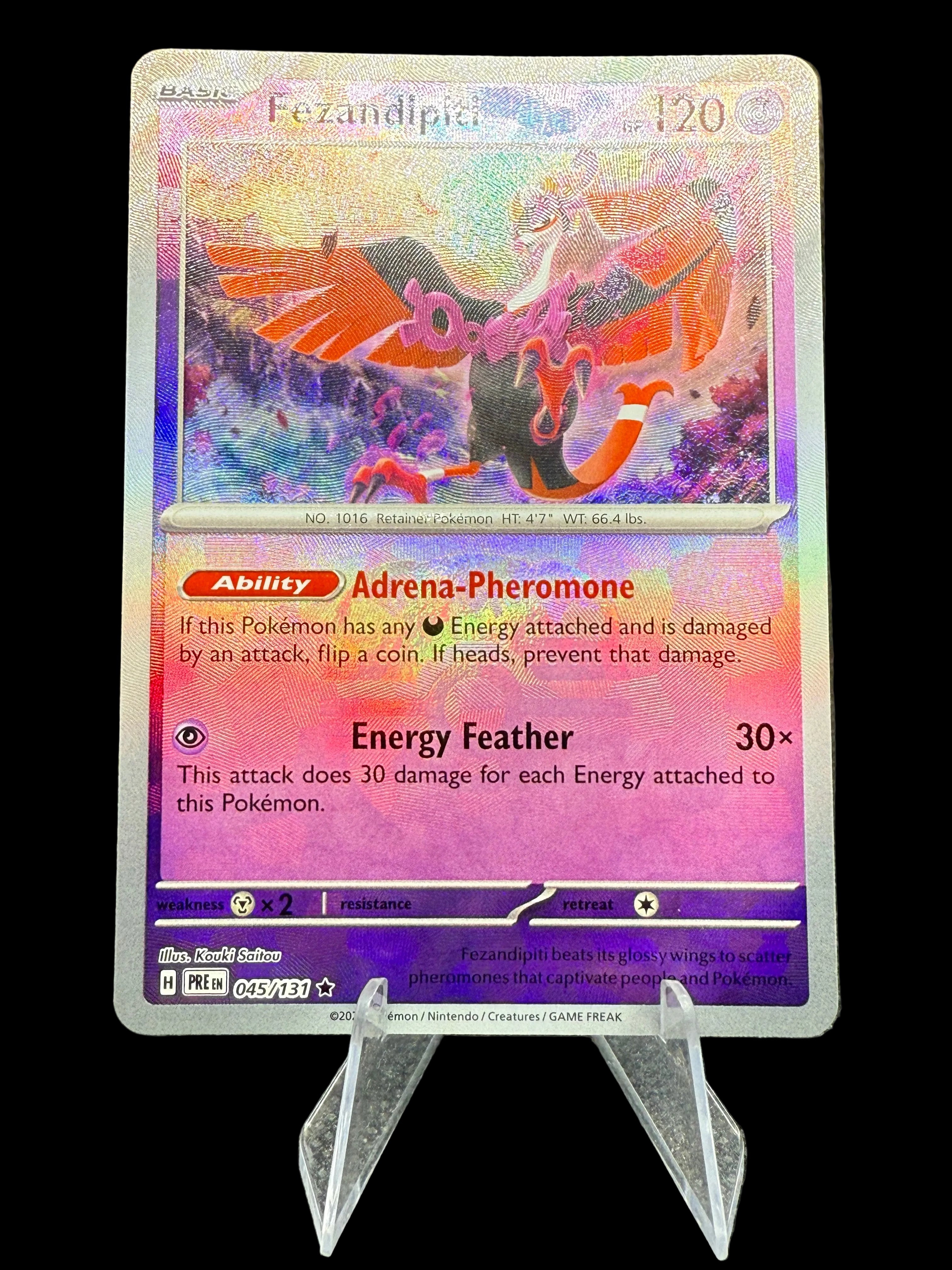 Pokemon TCG Fezandipiti Master Ball Holo Prismatic Card Evolutions 045/131