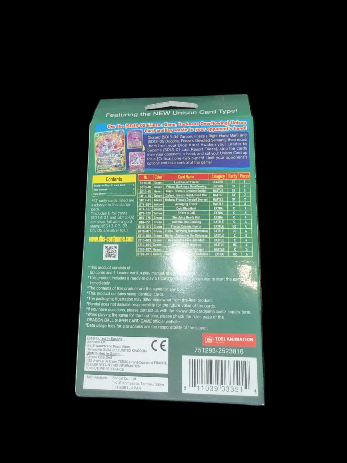 DRAGON BALL SUPER CARD GAME Starter Deck 13 -Clan Collusion [SD13] Frieza's Army