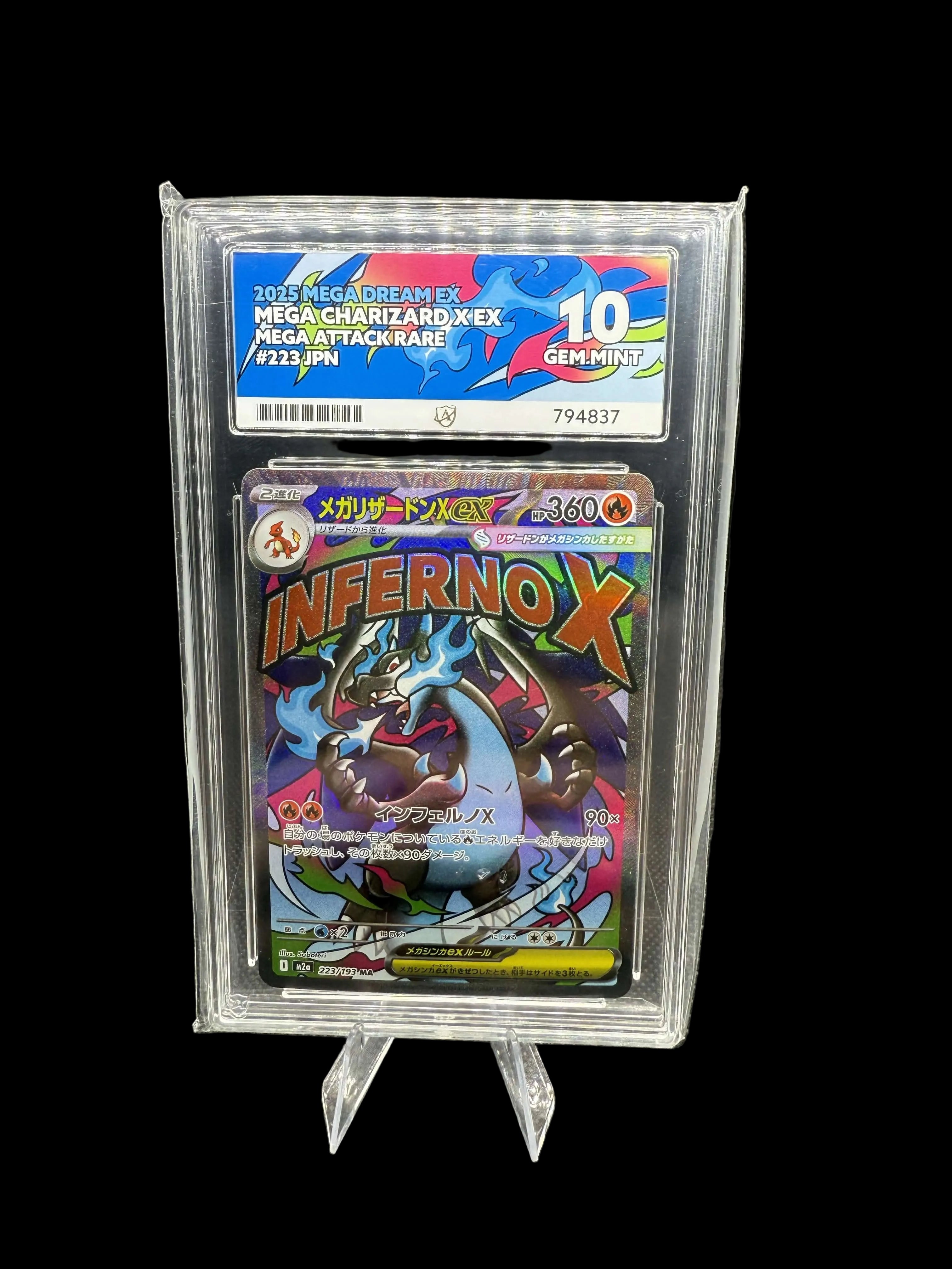 Pokemon TCG - Mega Dream - Mega Charizard X ex 223/193 - ACE 10 Graded Slab